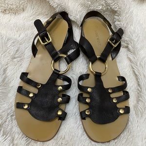 Nine West brown & gold gladiator flat sandal 8.5M